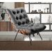 Poltrona Costela Martin Eisler Base Fixa Aço e Madeira - Suede Cinza Grafite