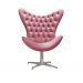 Poltrona Decorativa Alice Egg Com Capitonê Pé Giratório Alumínio - Suede Rosa