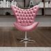 Poltrona Decorativa Alice Egg Com Capitonê Pé Giratório Alumínio - Suede Rosa