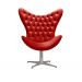 Poltrona Decorativa Alice Egg Com Capitonê Pé Giratório Alumínio - Suede Vermelho
