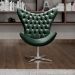 Poltrona Decorativa Alice Egg Com Capitonê Pé Giratório Alumínio - Veludo Verde