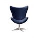 Poltrona Decorativa Alice Egg Lisa Base Giratória De Alumínio - Suede Azul Marinho