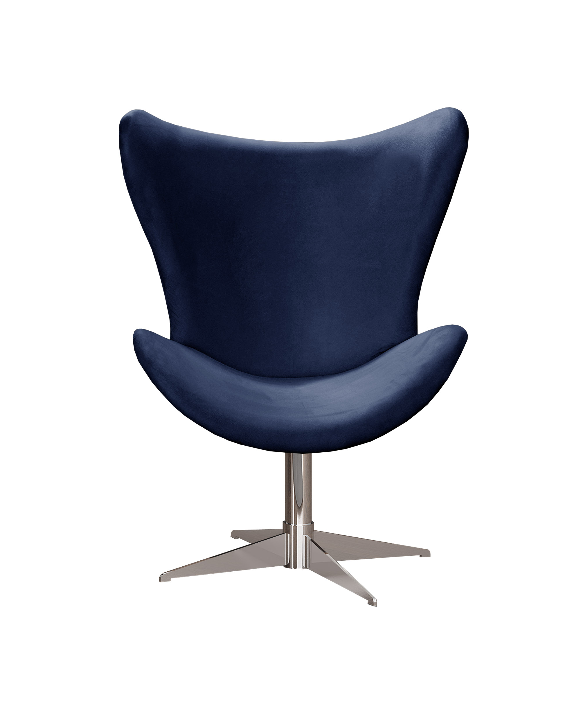 Poltrona Decorativa Alice Egg Lisa Base Giratória De Alumínio - Suede Azul Marinho