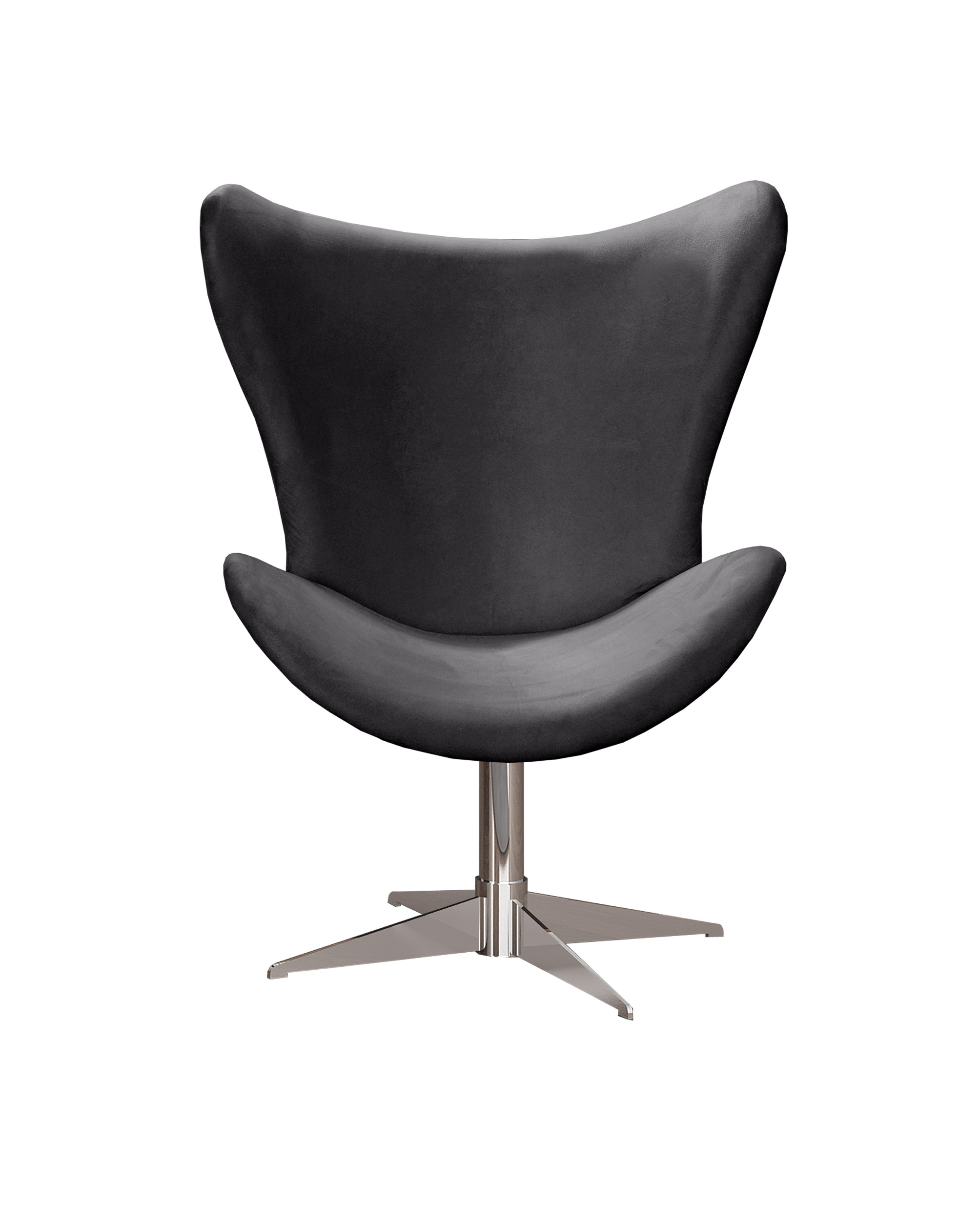 Poltrona Decorativa Alice Egg Lisa Base Giratória De Alumínio - Suede Cinza Grafite
