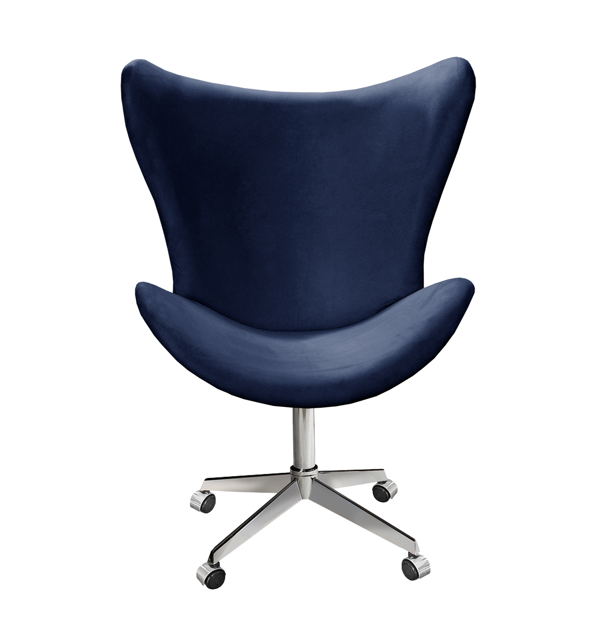Poltrona Decorativa Alice Egg Lisa Pé Giratório Com Rodizio - Suede Azul Marinho