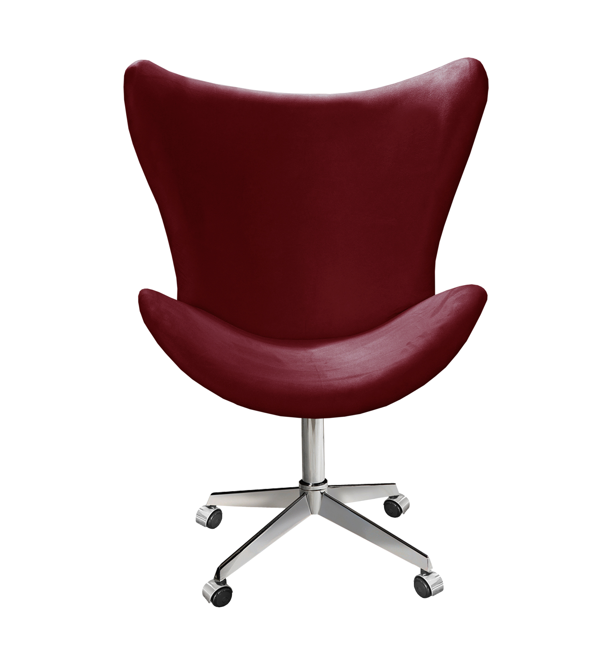 Poltrona Decorativa Alice Egg Lisa Pé Giratório Com Rodizio - Suede Bordô