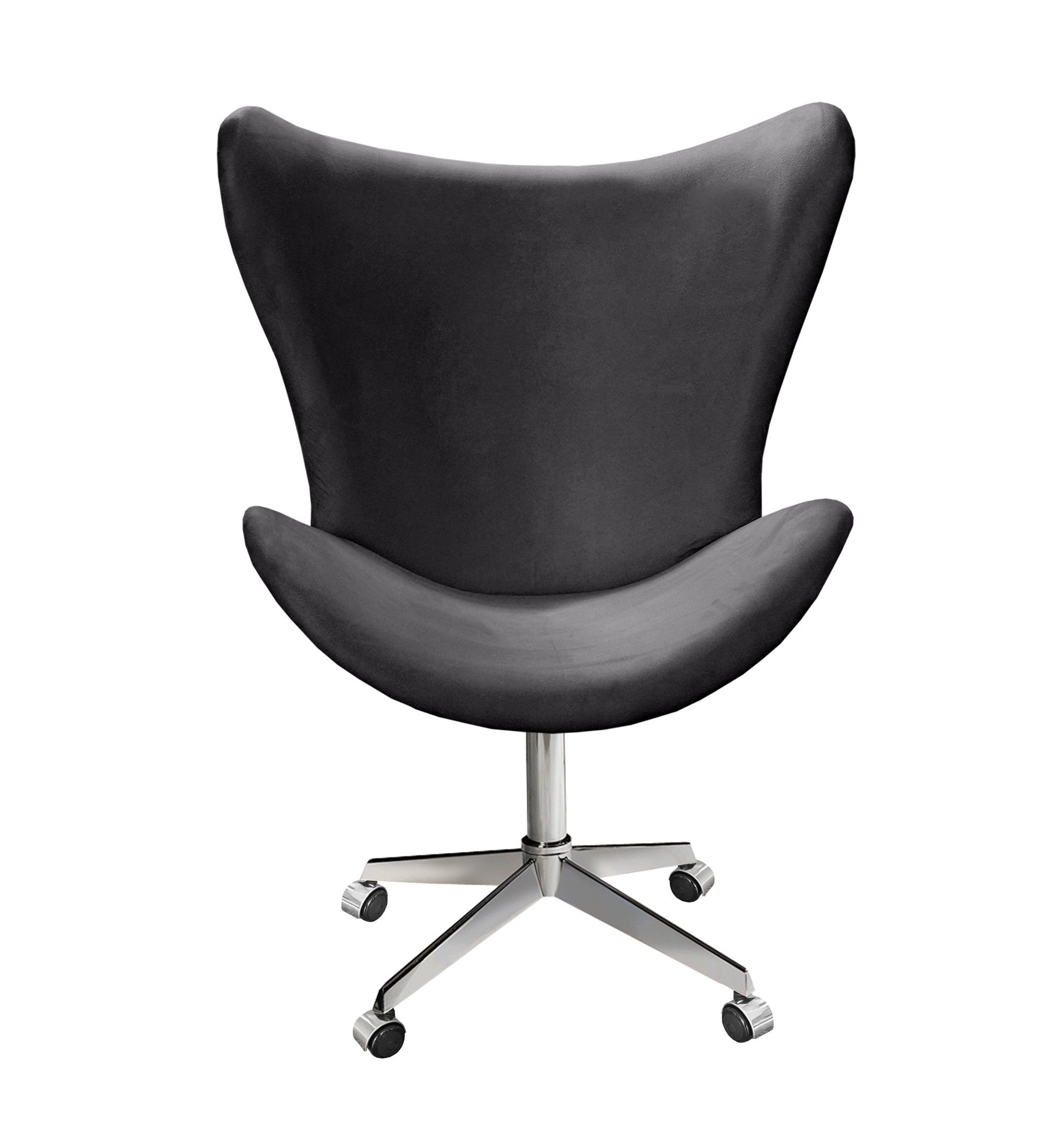 Poltrona Decorativa Alice Egg Lisa Pé Giratório Com Rodizio - Suede Cinza Grafite