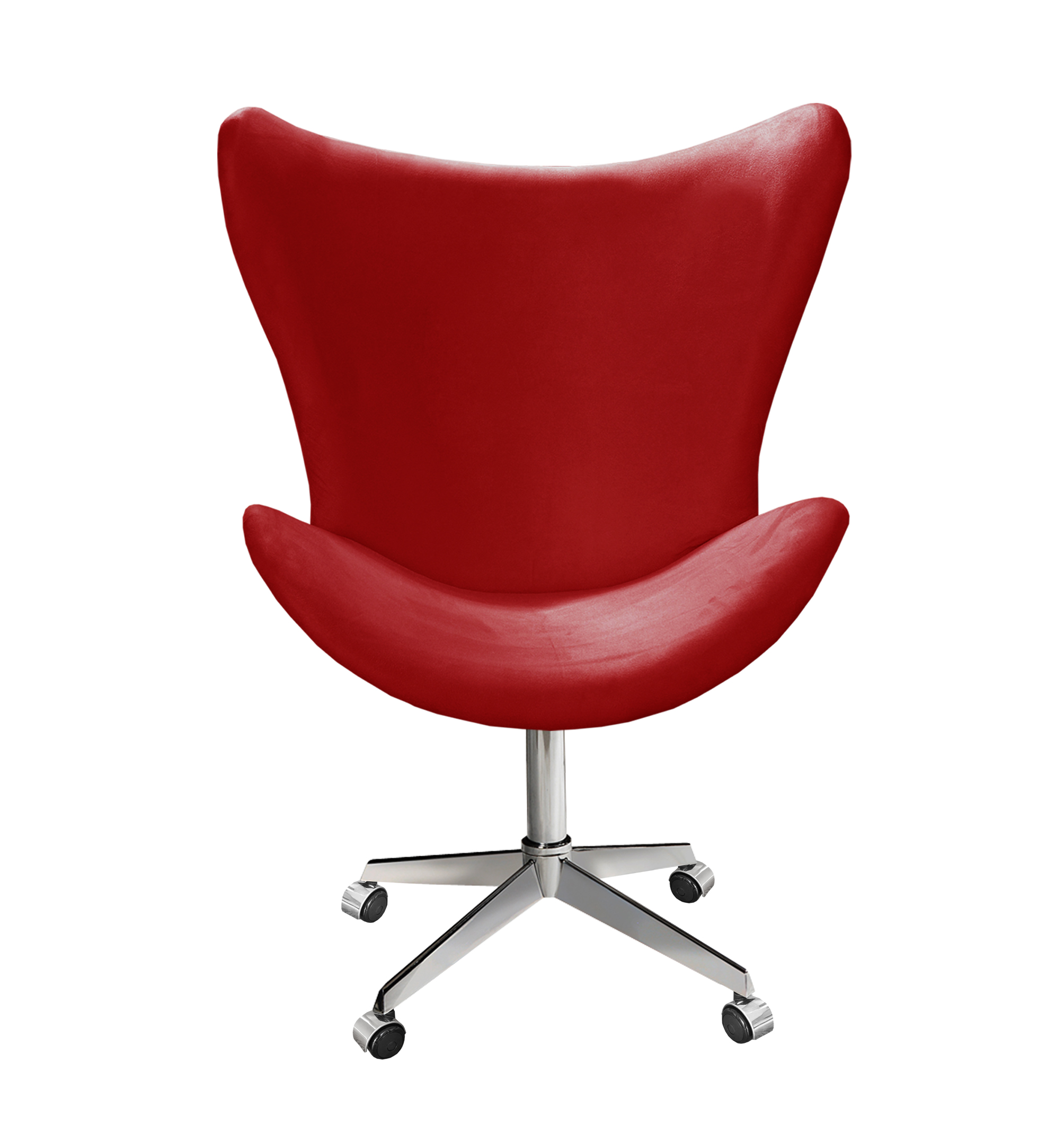 Poltrona Decorativa Alice Egg Lisa Pé Giratório Com Rodizio - Suede Vermelho