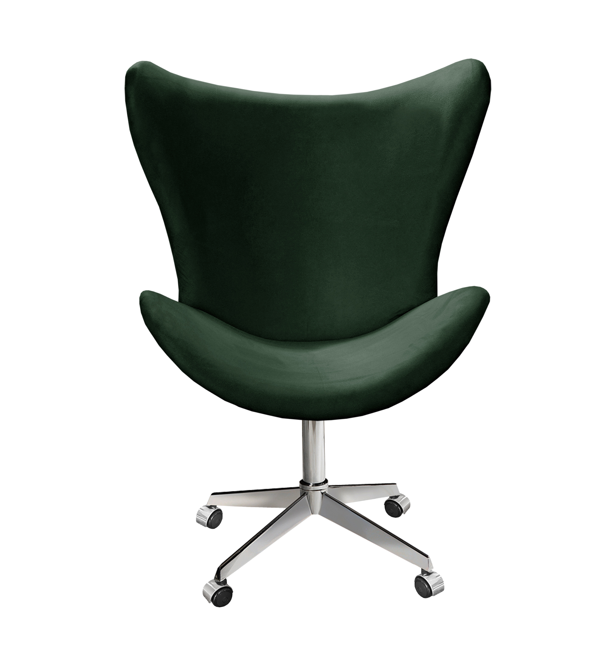 Poltrona Decorativa Alice Egg Lisa Pé Giratório Com Rodizio - Veludo Verde