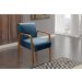 Poltrona Decorativa Anita Braço Madeira - Linho Azul