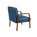 Poltrona Decorativa Anita Braço Madeira - Linho Azul