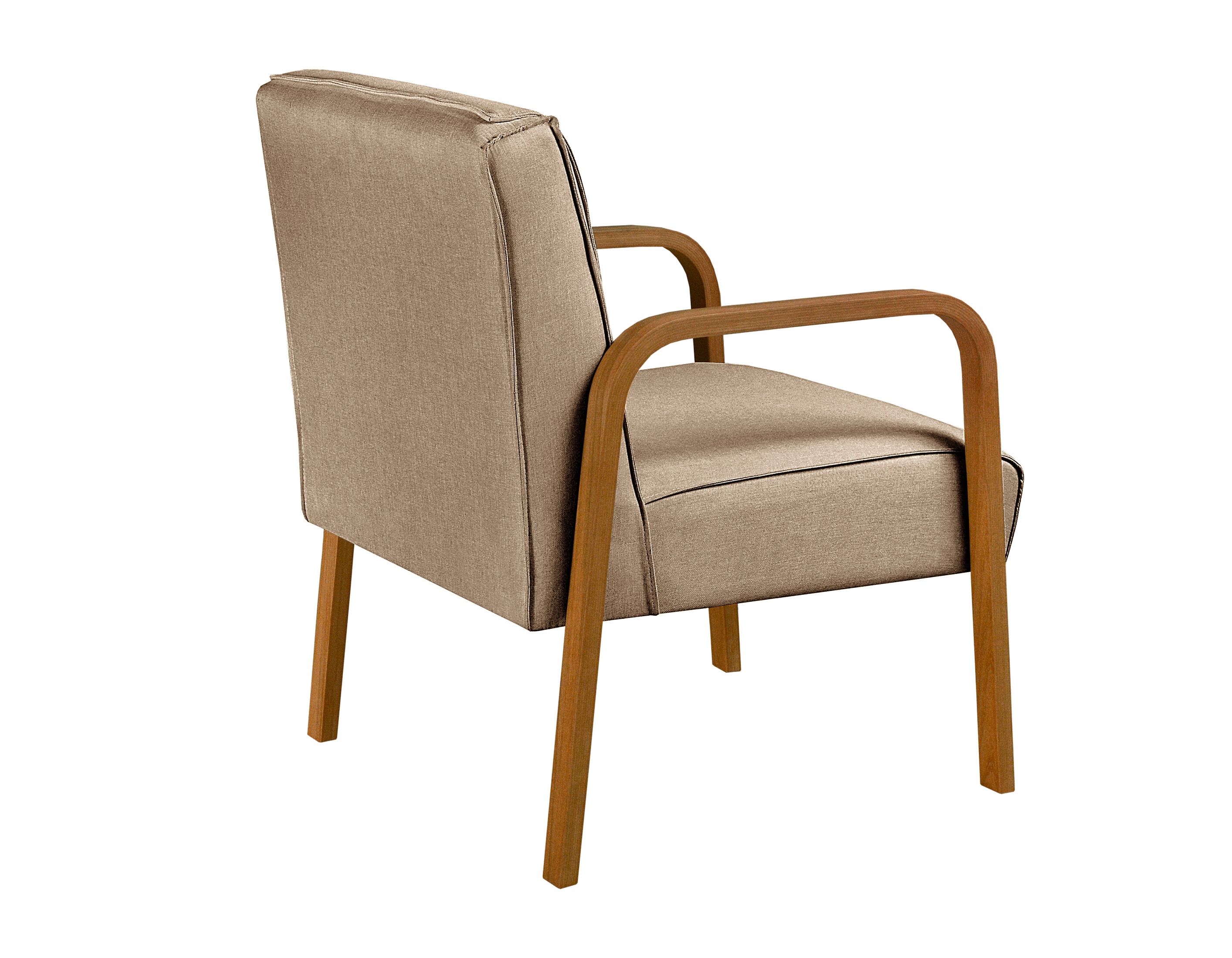 Poltrona Decorativa Anita Braço Madeira - Linho Marrom
