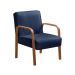 Poltrona Decorativa Anita Braço Madeira - Suede Azul Marinho