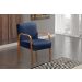 Poltrona Decorativa Anita Braço Madeira - Suede Azul Marinho