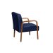 Poltrona Decorativa Anita Braço Madeira - Suede Azul Marinho