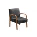 Poltrona Decorativa Anita Braço Madeira - Suede Cinza Grafite