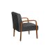 Poltrona Decorativa Anita Braço Madeira - Suede Cinza Grafite