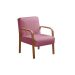 Poltrona Decorativa Anita Braço Madeira - Suede Rosa