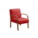 Poltrona Decorativa Anita Braço Madeira - Suede Vermelho