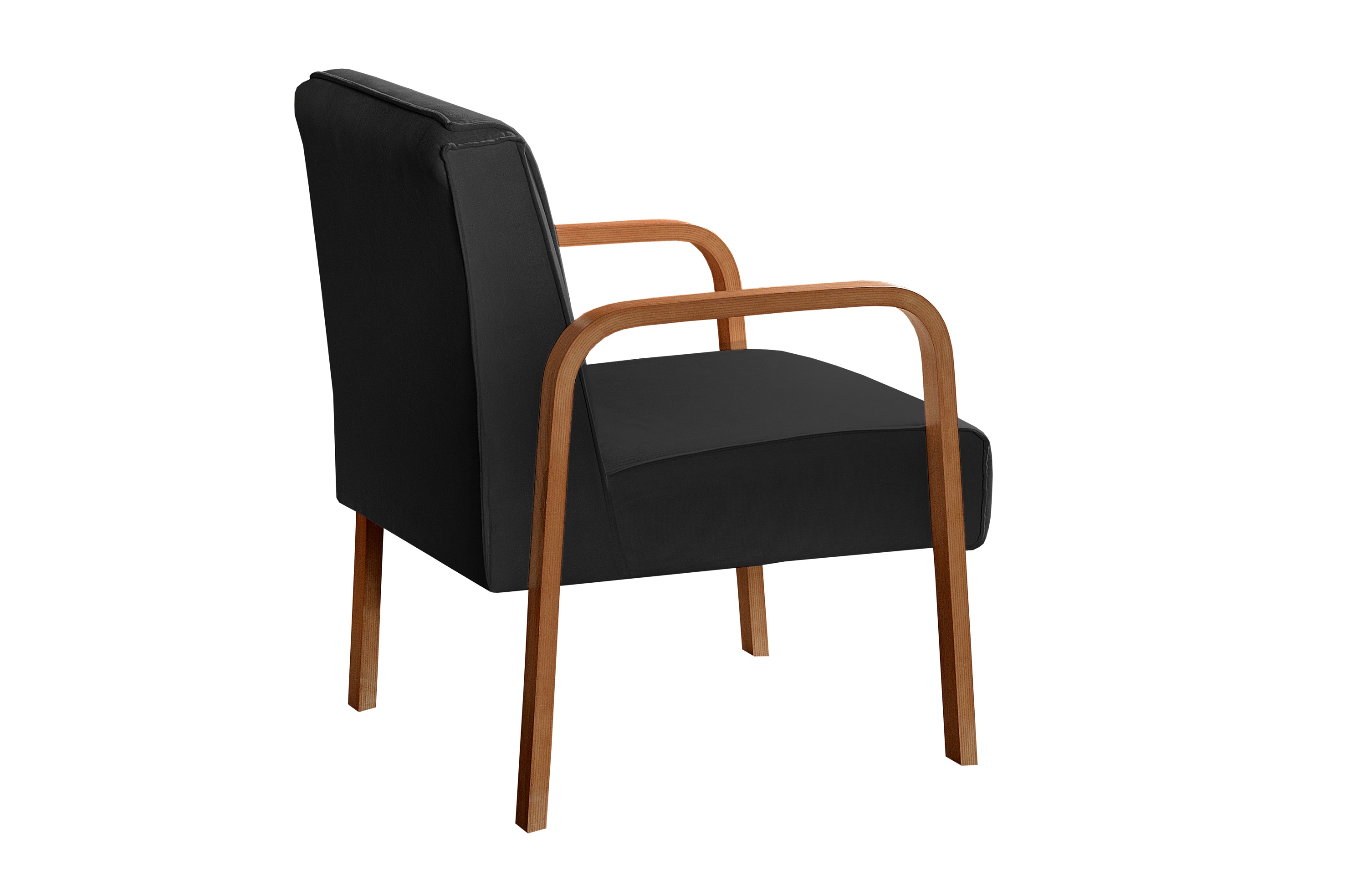 Poltrona Decorativa Anita Braço Madeira - Veludo Preto