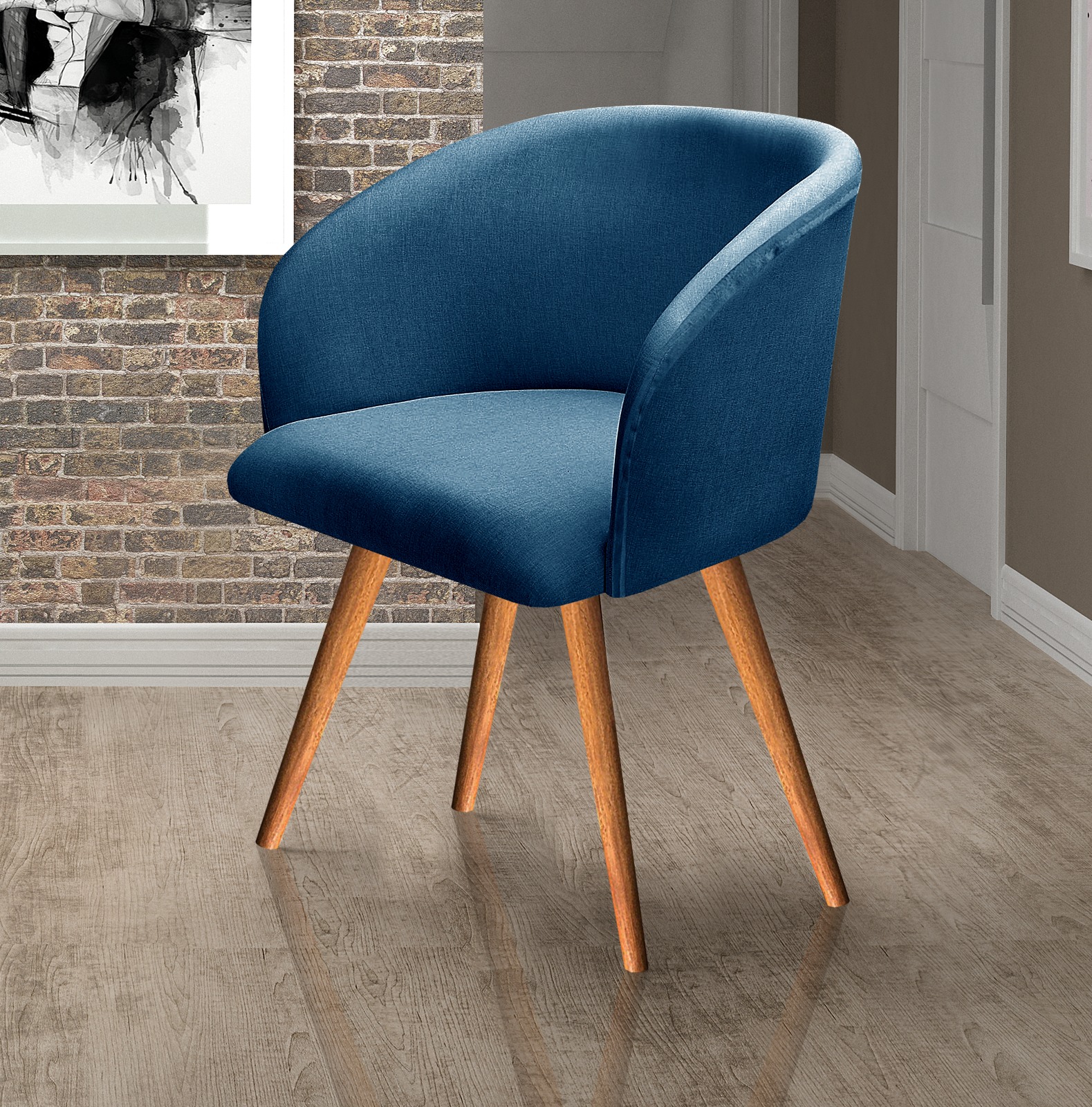 Poltrona Decorativa Atenas - Linho Azul