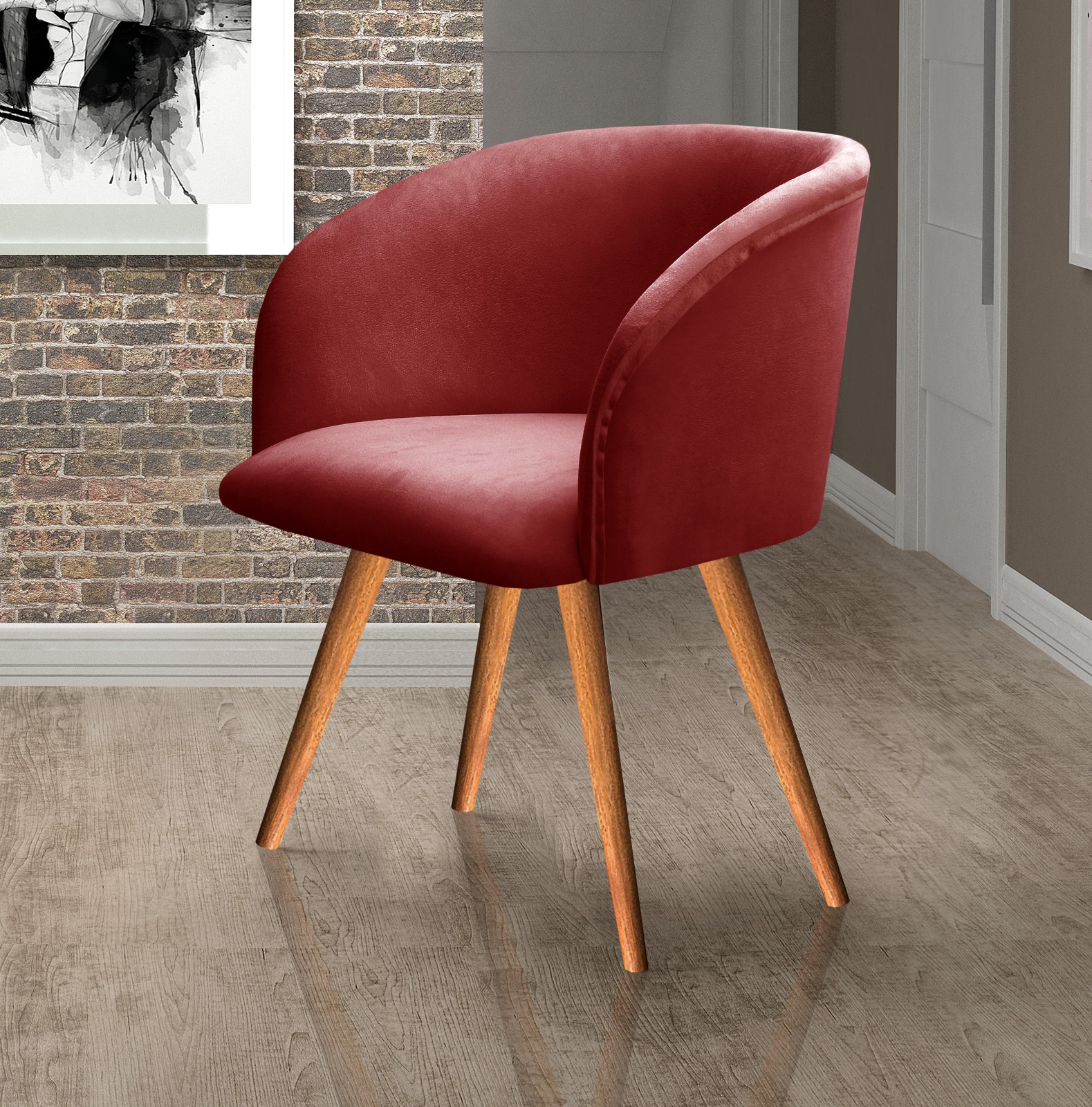 Poltrona Decorativa Atenas - Suede Bordô