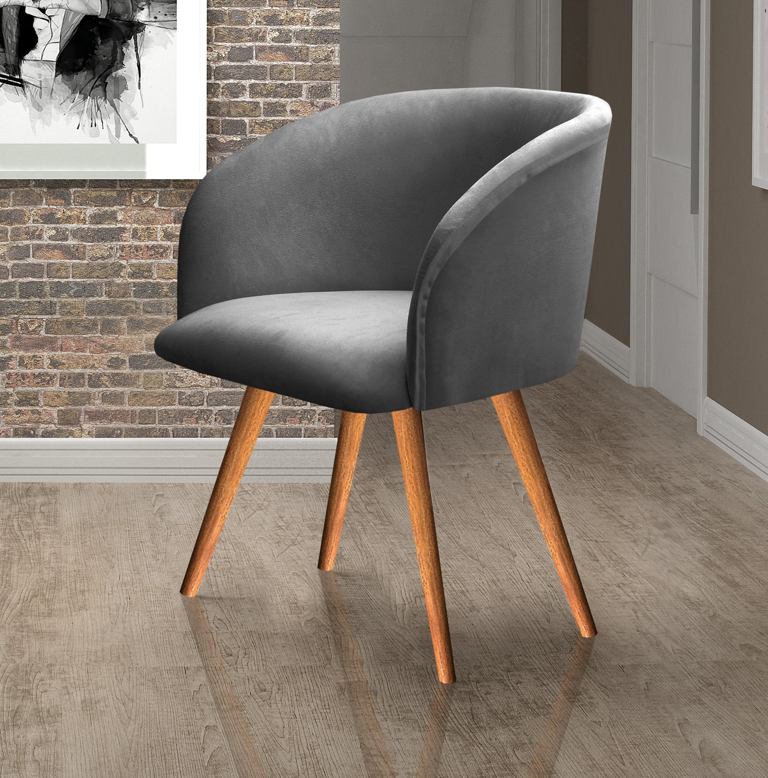 Poltrona Decorativa Atenas - Suede Cinza