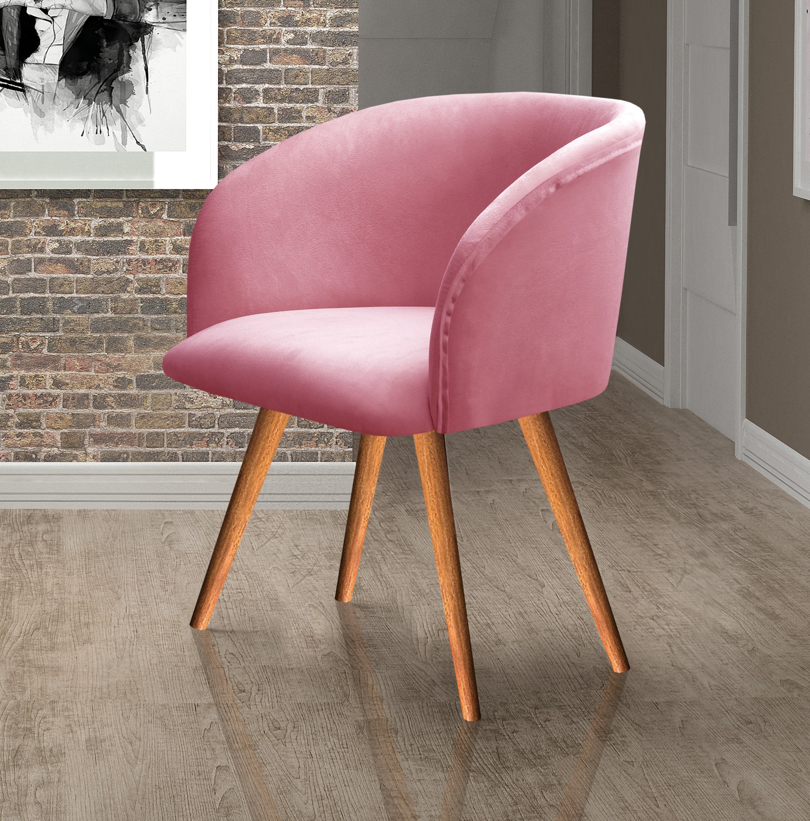 Poltrona Decorativa Atenas - Suede Rosa