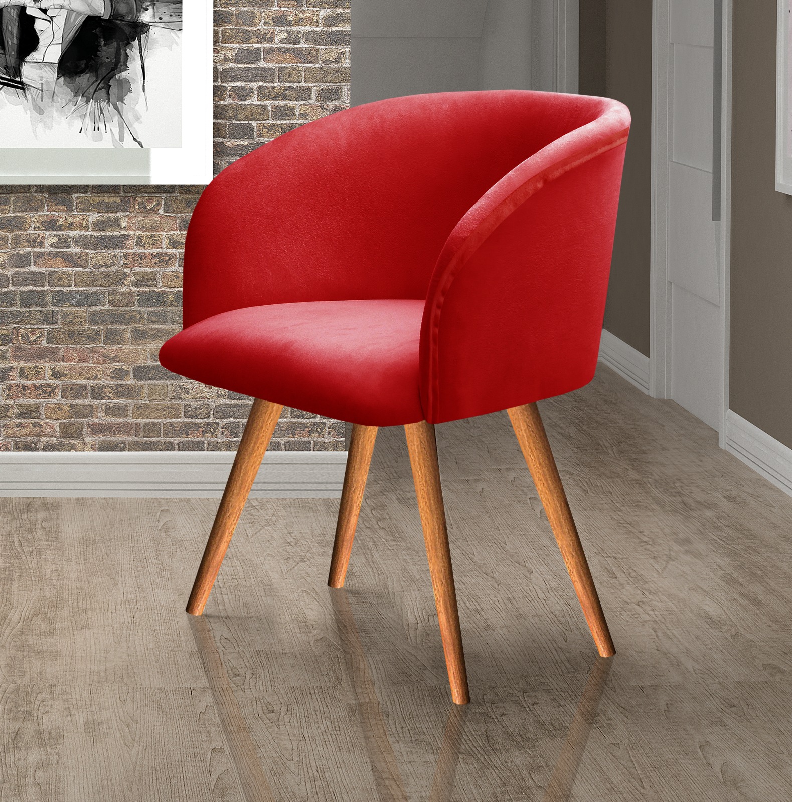 Poltrona Decorativa Atenas - Suede Vermelho
