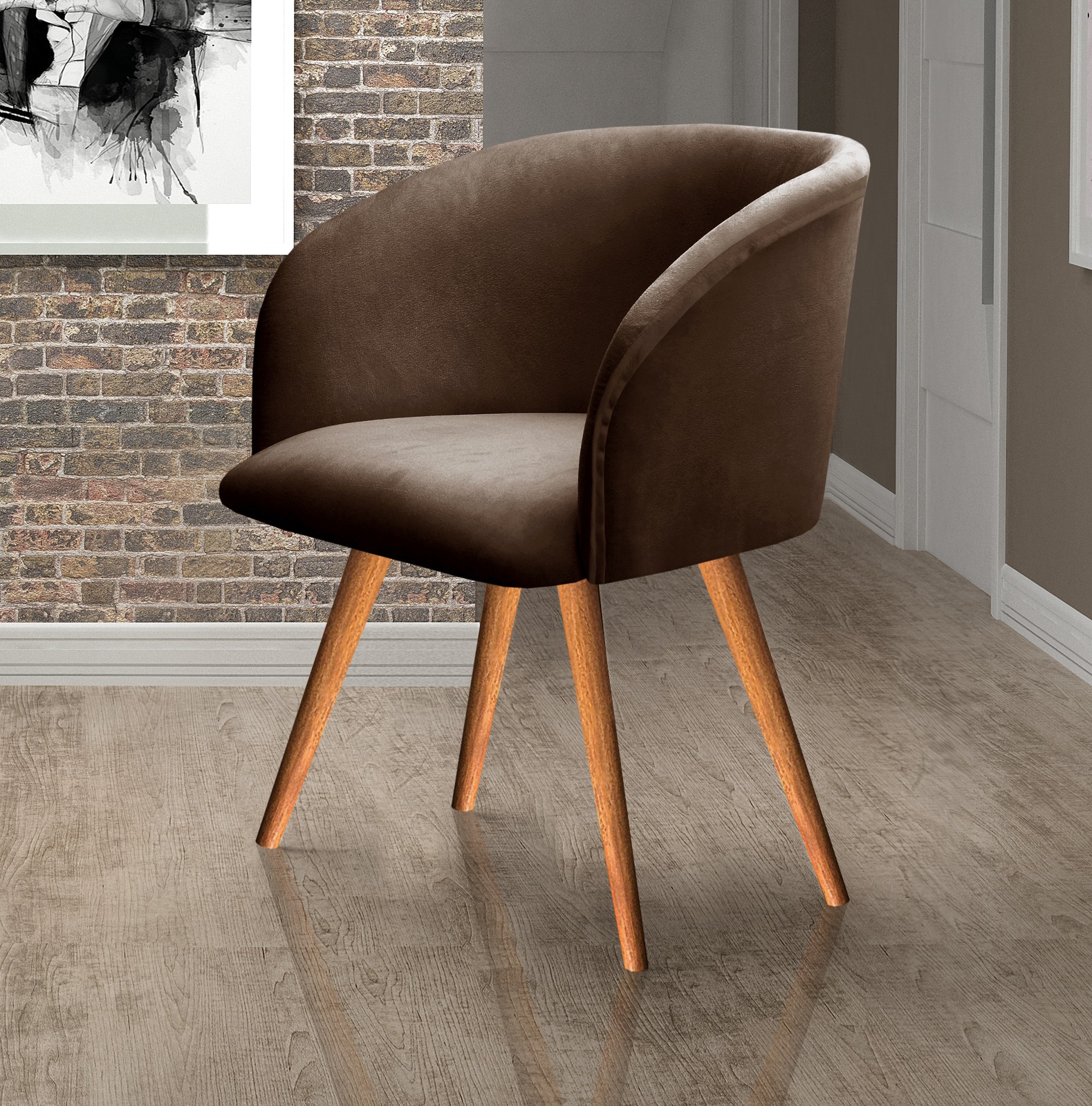 Poltrona Decorativa Atenas - Veludo Marrom