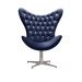 Poltrona Decorativa Egg Capitonê Com Strass Pé Giratório Alumínio - Suede Azul Marinho