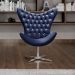 Poltrona Decorativa Egg Capitonê Com Strass Pé Giratório Alumínio - Suede Azul Marinho