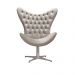 Poltrona Decorativa Egg Capitonê Com Strass Pé Giratório Alumínio - Suede Bege Claro