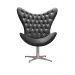 Poltrona Decorativa Egg Capitonê Com Strass Pé Giratório Alumínio - Suede Cinza Grafite