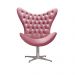Poltrona Decorativa Egg Capitonê Com Strass Pé Giratório Alumínio - Suede Rosa