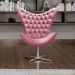 Poltrona Decorativa Egg Capitonê Com Strass Pé Giratório Alumínio - Suede Rosa