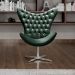 Poltrona Decorativa Egg Capitonê Com Strass Pé Giratório Alumínio - Veludo Verde