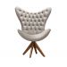Poltrona Decorativa Egg Com Capitonê Pé Giratório Madeira - Suede Bege