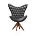 Poltrona Decorativa Egg Com Capitonê Pé Giratório Madeira - Suede Cinza Grafite