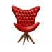 Poltrona Decorativa Egg Com Capitonê Pé Giratório Madeira - Suede Vermelho