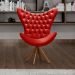 Poltrona Decorativa Egg Com Capitonê Pé Giratório Madeira - Suede Vermelho