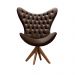 Poltrona Decorativa Egg Com Capitonê Pé Giratório Madeira - Veludo Marrom