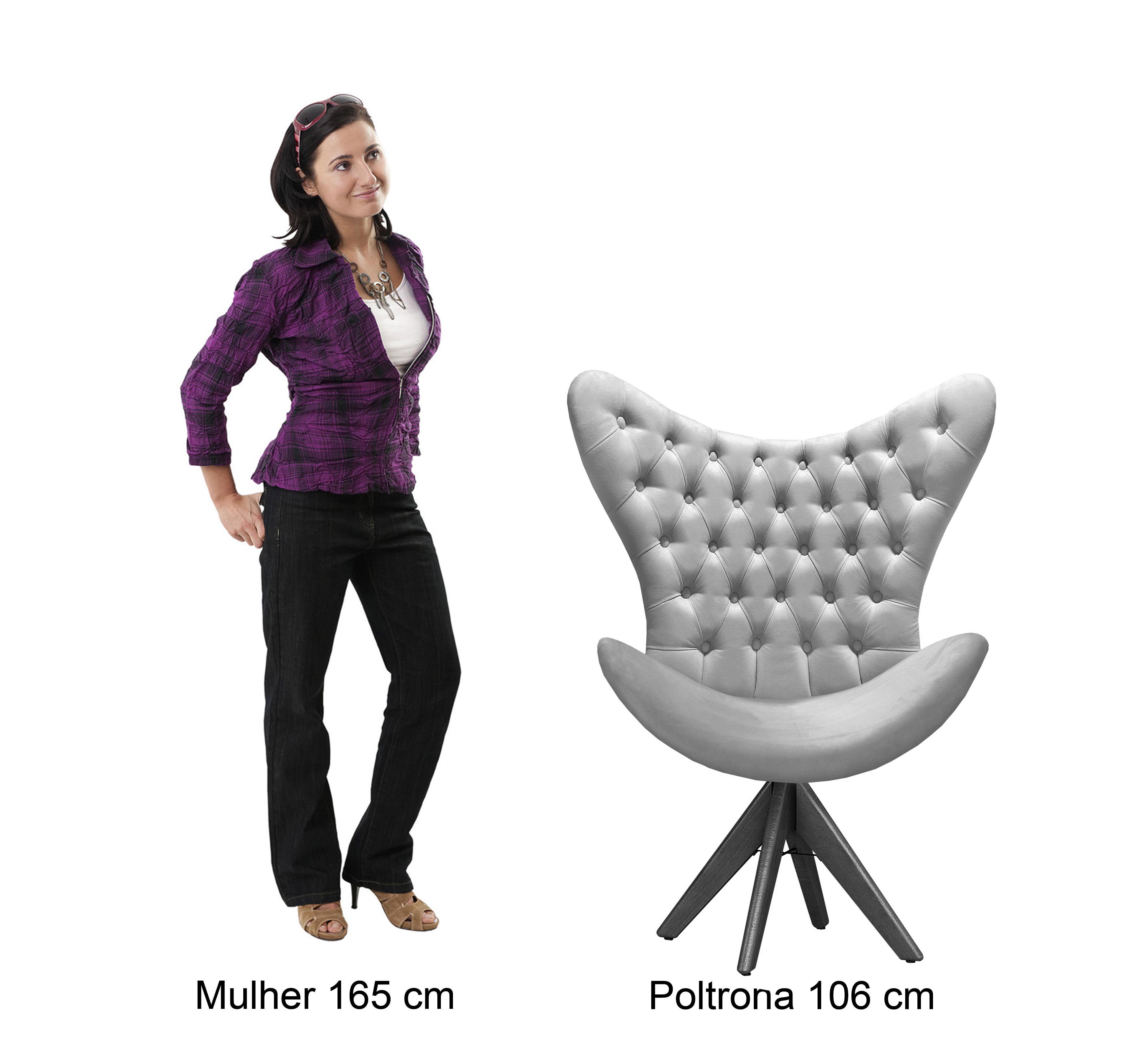 Poltrona Decorativa Egg Com Capitonê Pé Giratório Madeira - Veludo Marrom