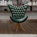 Poltrona Decorativa Egg Com Capitonê Pé Giratório Madeira - Veludo Verde