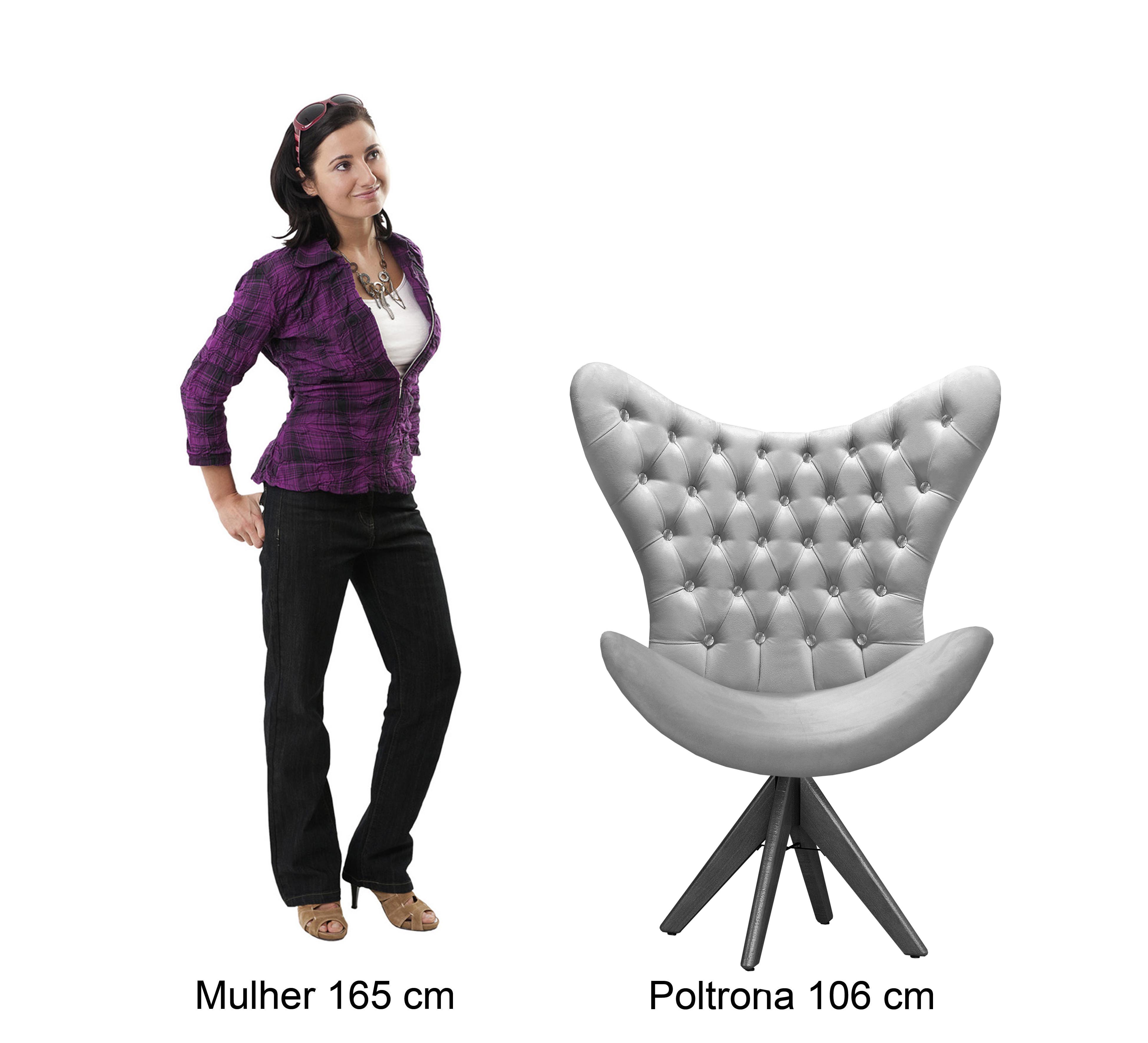 Poltrona Decorativa Egg Com Capitonê Strass Pé Giratório De Madeira - Suede Azul Marinho