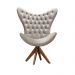 Poltrona Decorativa Egg Com Capitonê Strass Pé Giratório De Madeira - Suede Bege Claro