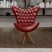 Poltrona Decorativa Egg Com Capitonê Strass Pé Giratório De Madeira - Suede Bordô