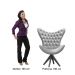 Poltrona Decorativa Egg Com Capitonê Strass Pé Giratório De Madeira - Suede Bordô