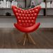 Poltrona Decorativa Egg Com Capitonê Strass Pé Giratório De Madeira - Suede Vermelho