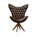 Poltrona Decorativa Egg Com Capitonê Strass Pé Giratório De Madeira - Veludo Marrom